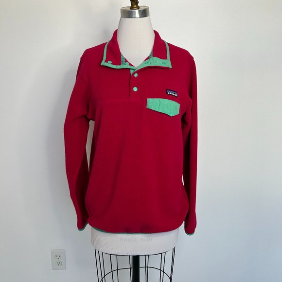 Women's Patagonia Synchilla  Snap-T Fleece Pullover Pink and Teal in Size M - Picture 1 of 7